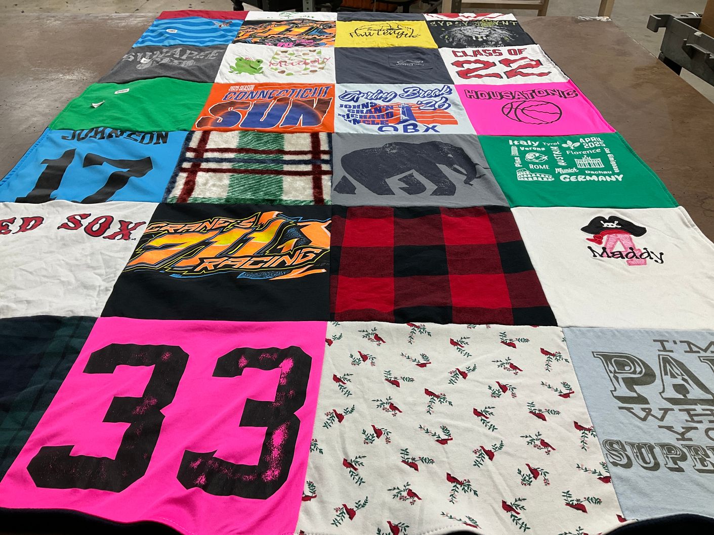 T-shirt quilt from houstonic community college by Beth from CT