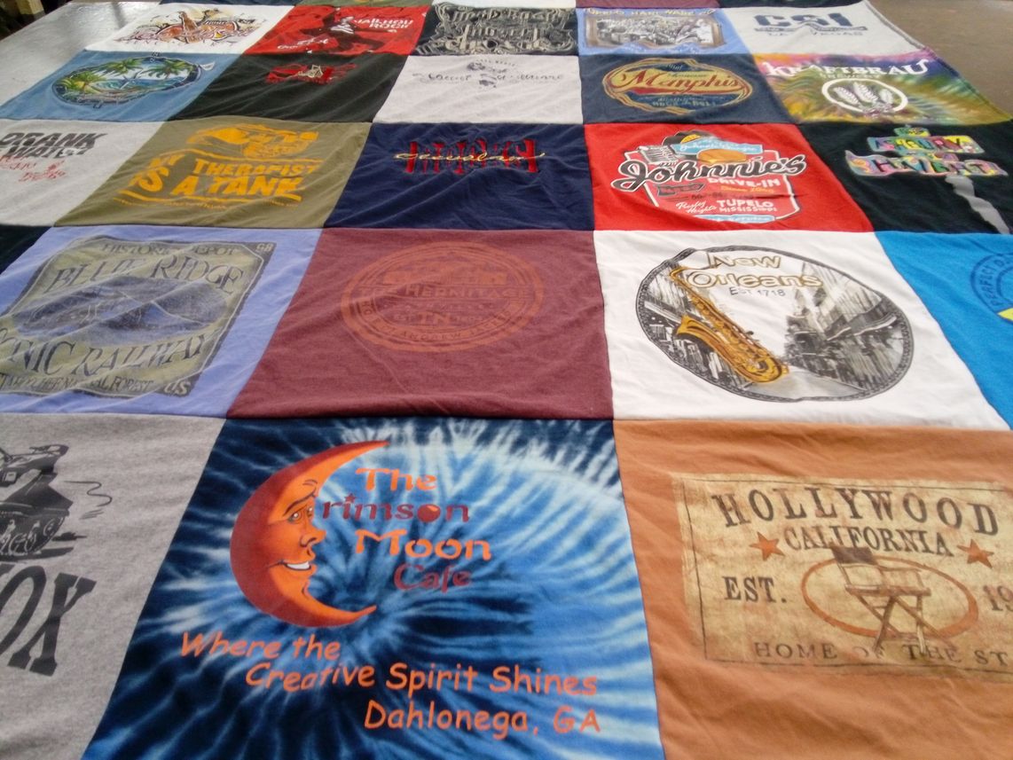 T-shirt quilt with travel, food themes by Tracey from GA