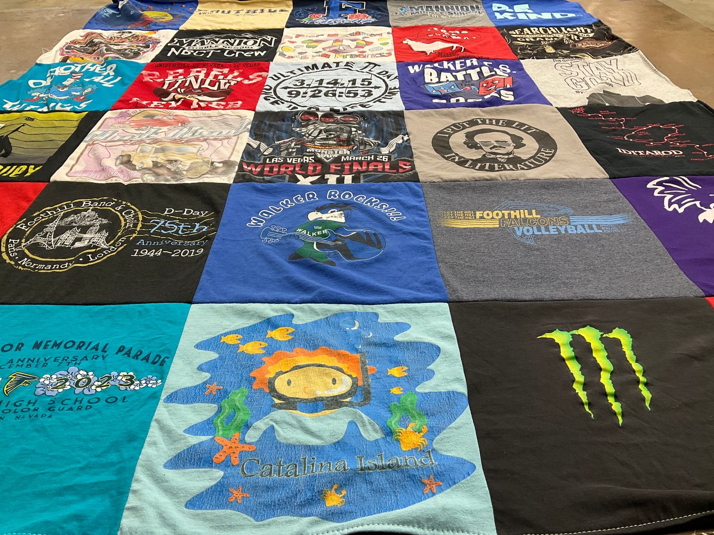 T-shirt quilt featuring foothill falcons volleyball by Wendy from NV
