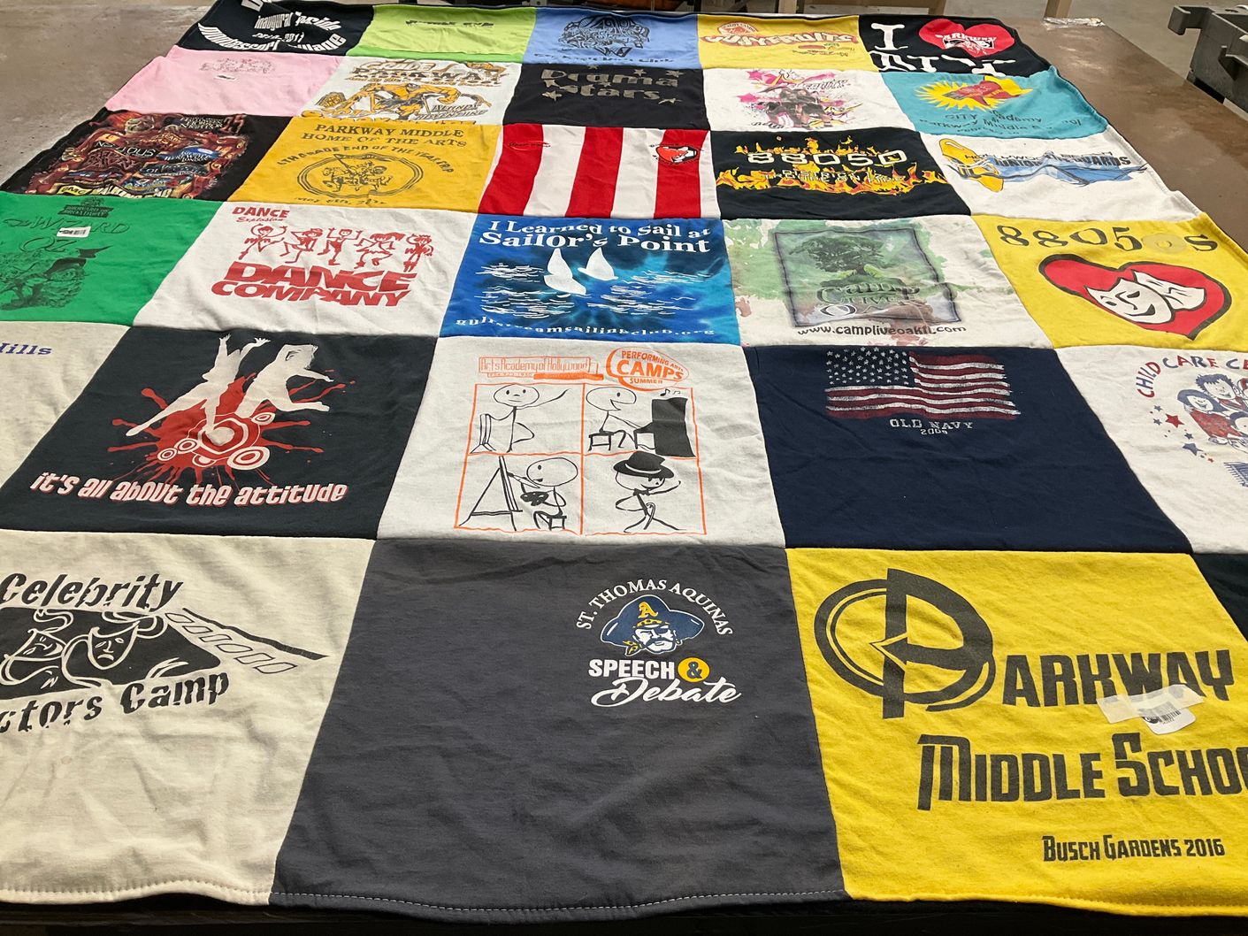 T-shirt quilt from parkway middle school, st thomas aquinas university by Vanessa from FL