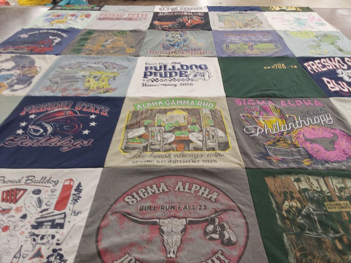 T-shirt quilt featuring fresno state bulldogs by Cameron from CA
