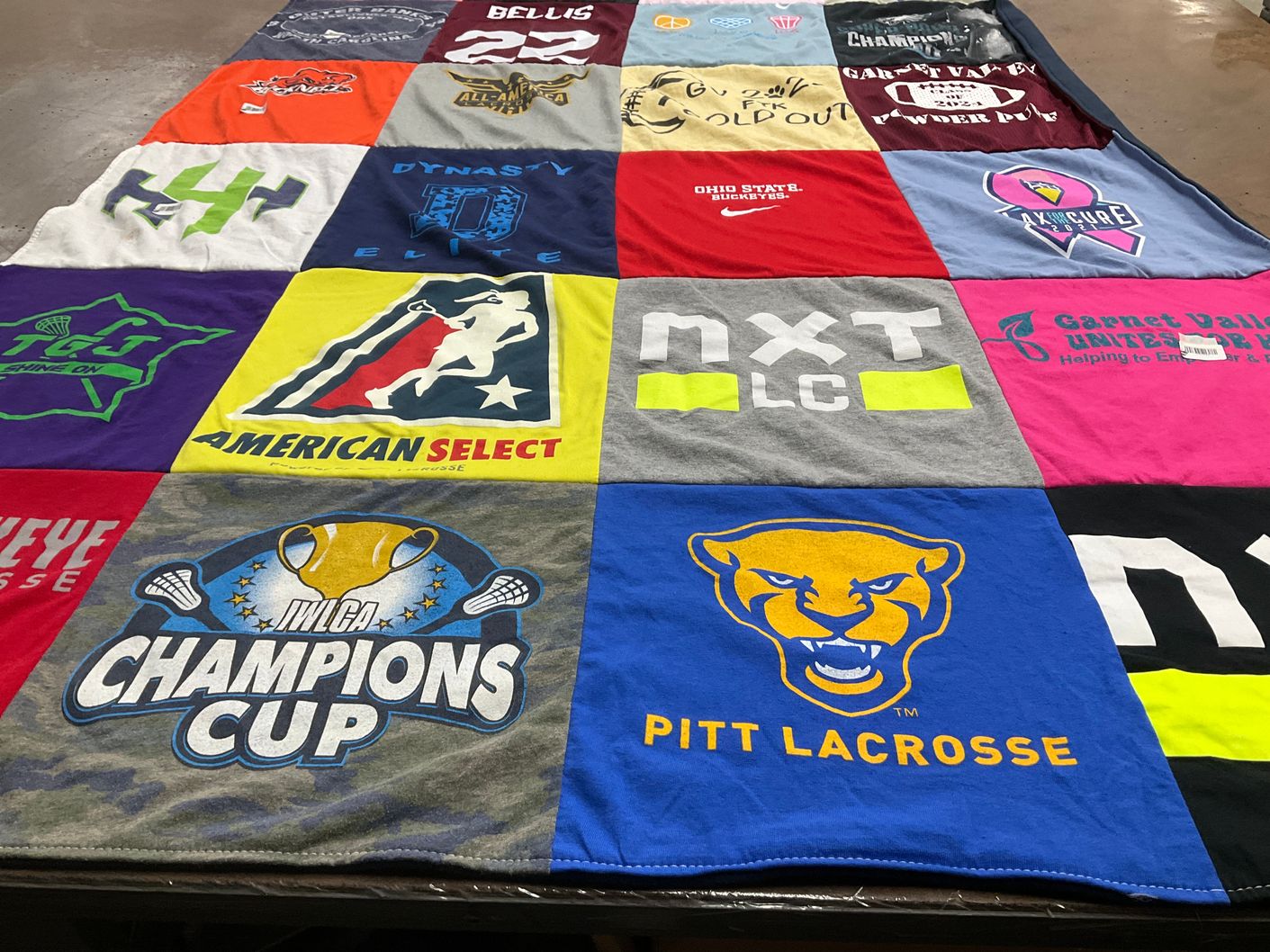 T-shirt quilt featuring ohio state university buckeyes, pittsburgh lacrosse by Michelle from PA