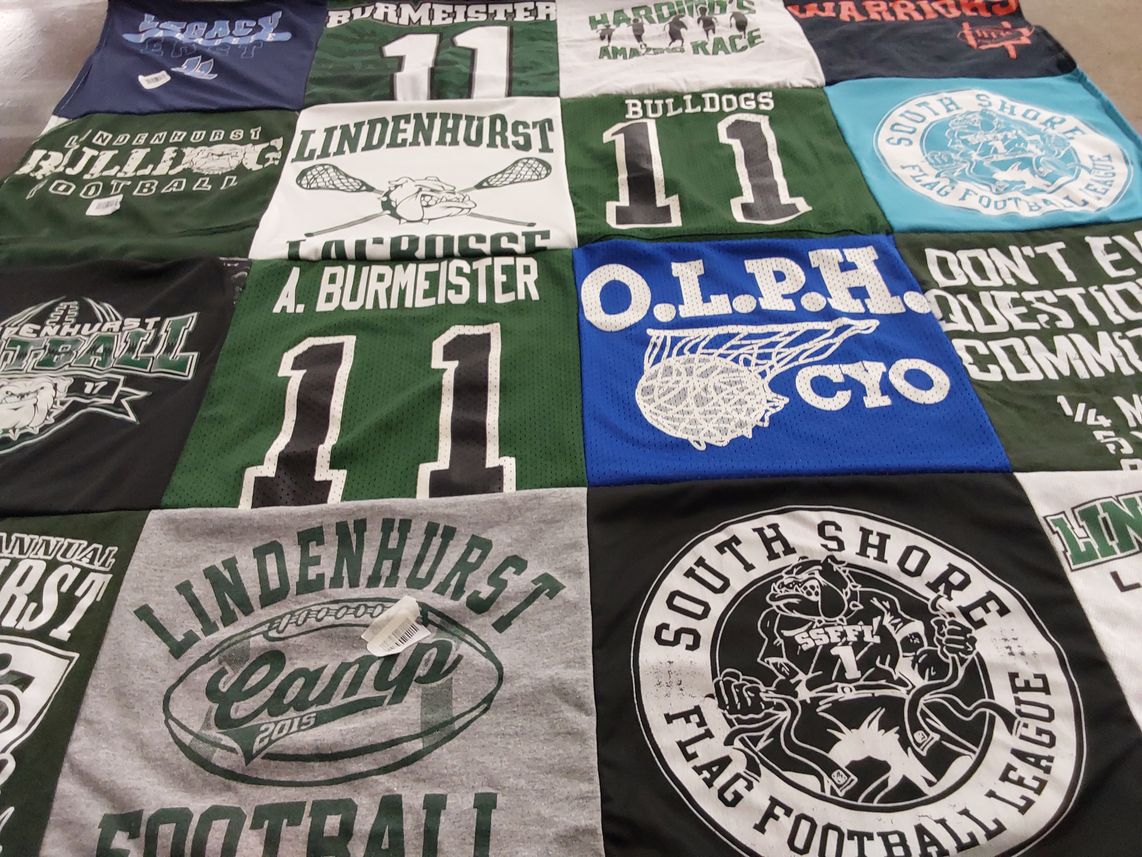 T-shirt quilt featuring lindenhurst bulldogs by Lydia from NY