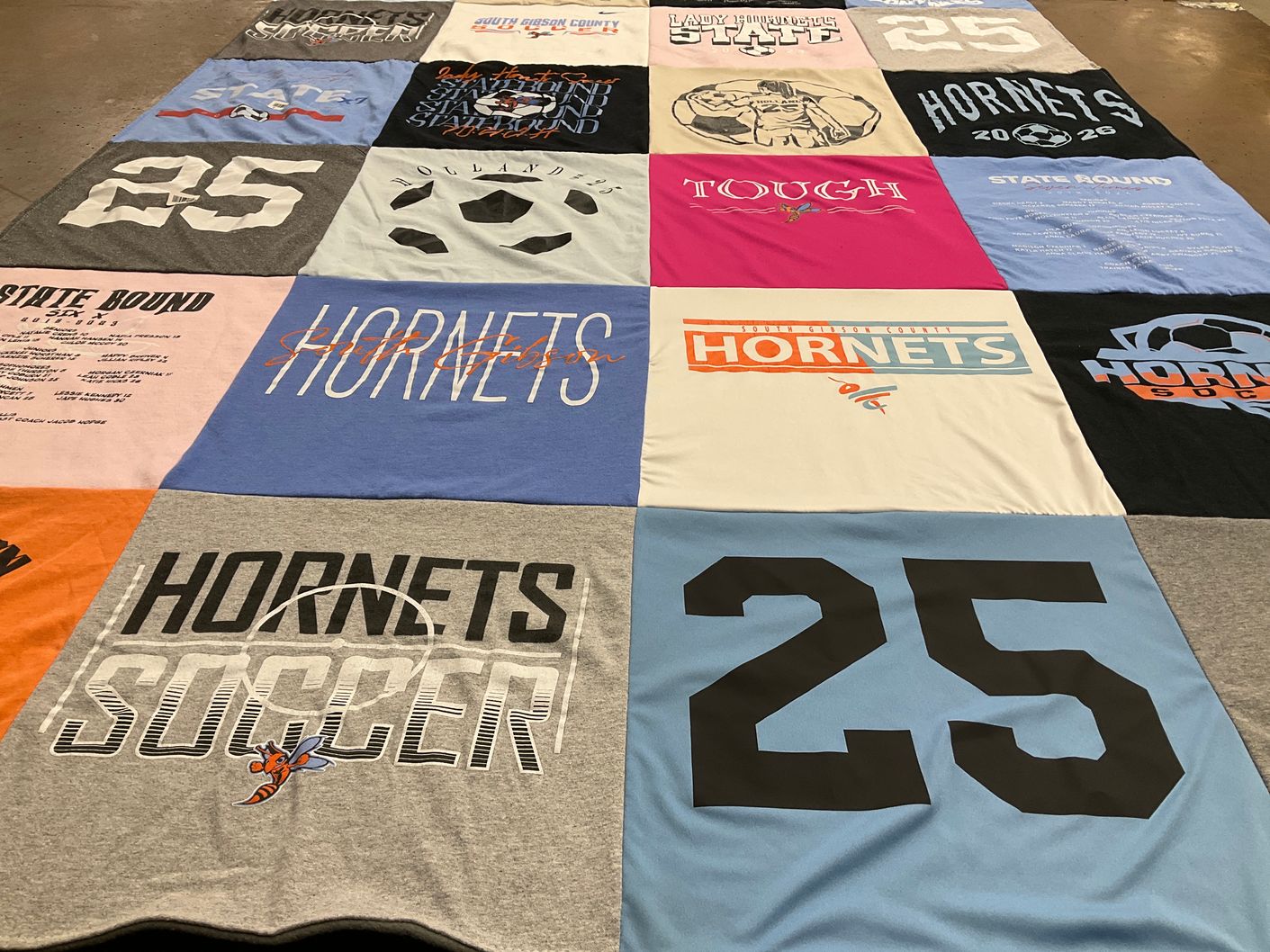 T-shirt quilt featuring south gibson county hornets by Tami from TN