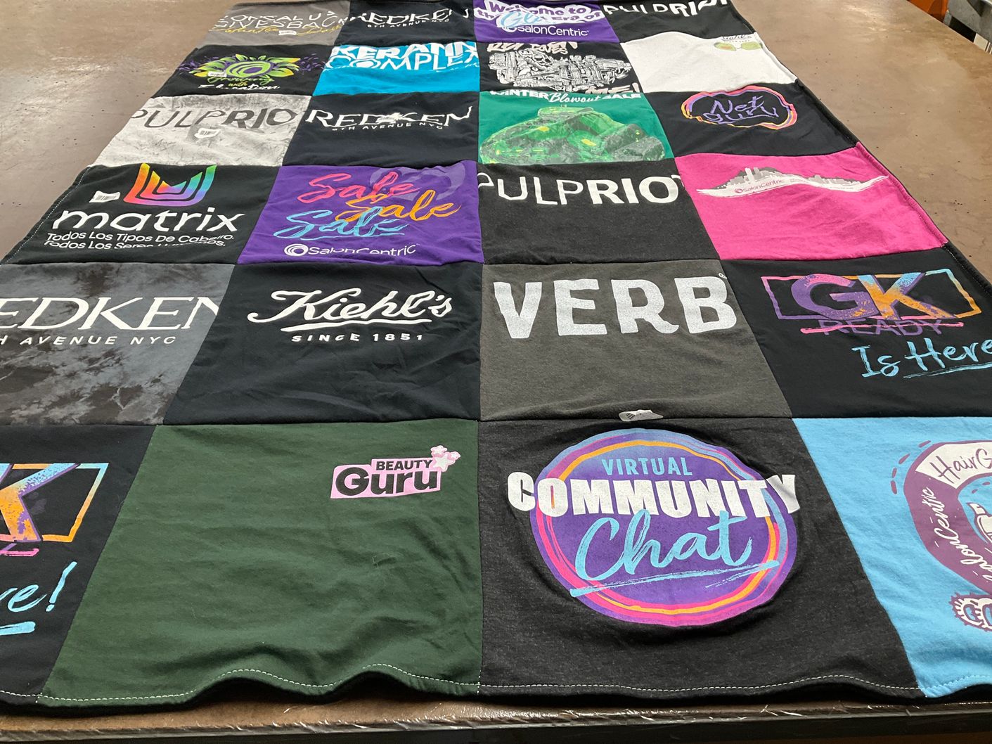 T-shirt quilt with hair care, salon services themes by Tara from FL