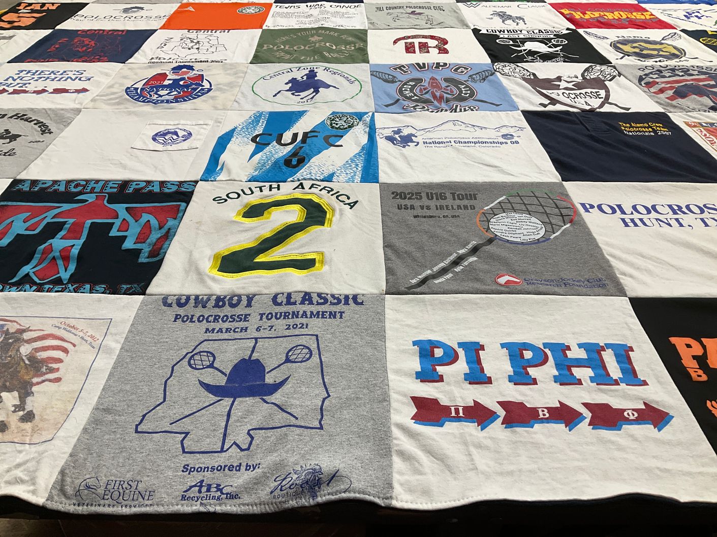 T-shirt quilt with polocrosse, sports themes by Anna from TX