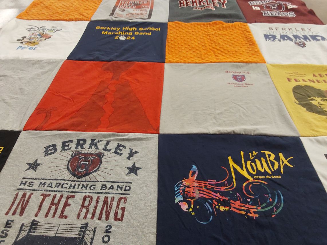 T-shirt quilt from berkley high school by Bethann from MI