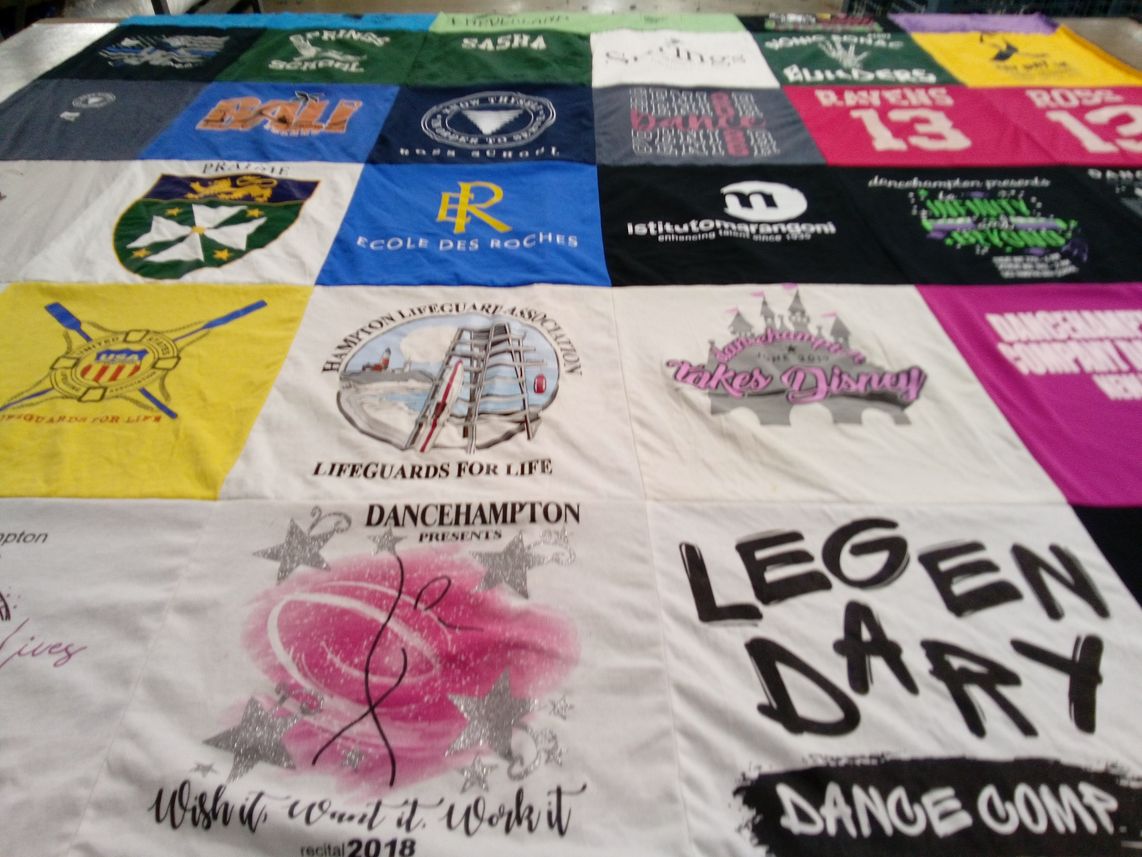 T-shirt quilt with dance, lifeguarding themes by Alessandra from NY