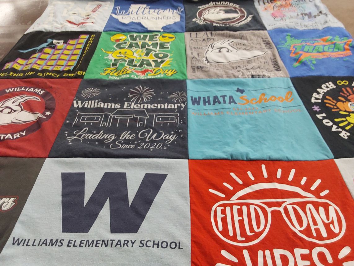 T-shirt quilt from williams elementary school by Tyson from TX