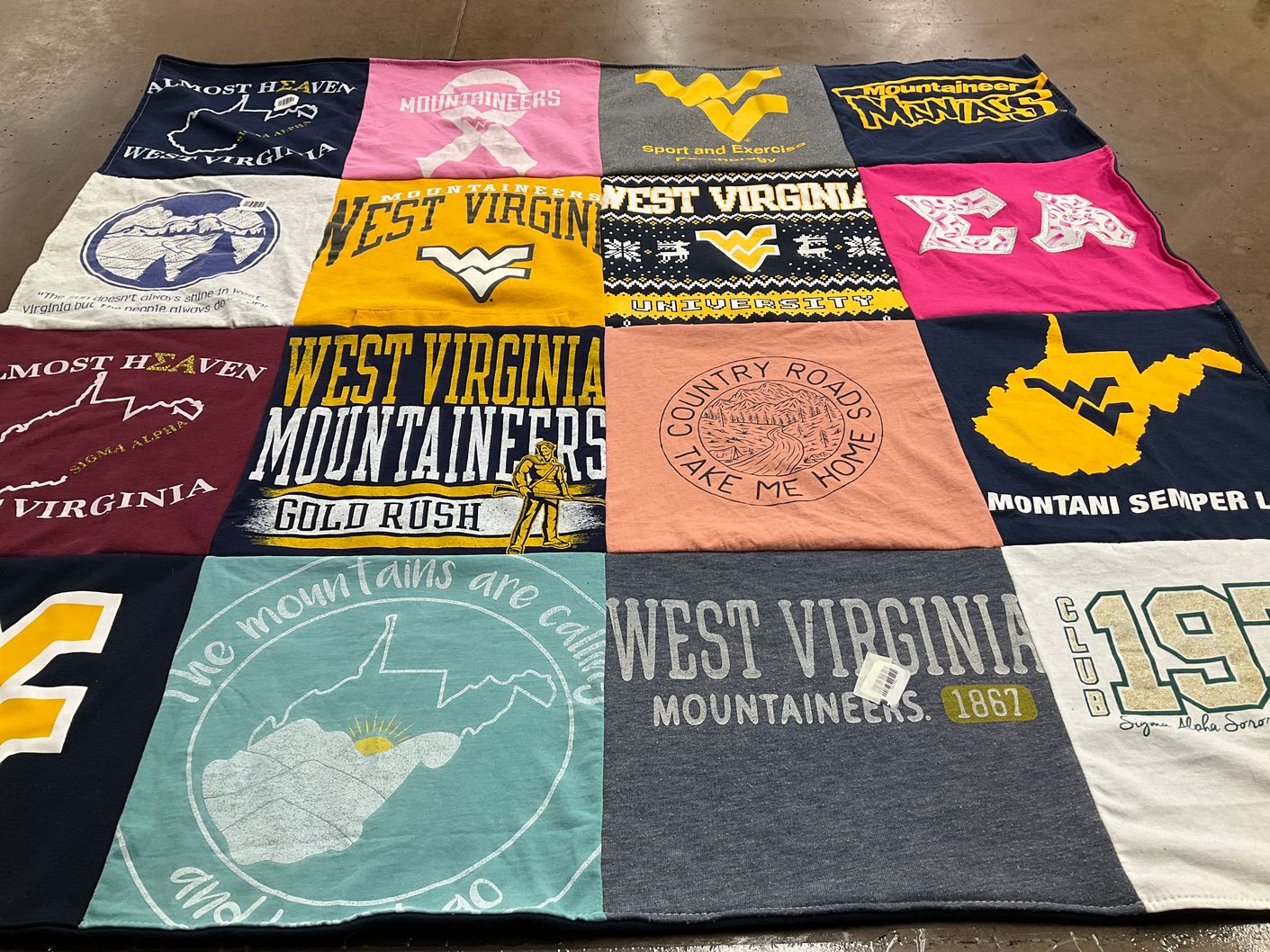 T-shirt quilt featuring west virginia mountaineers by Amanda from NC