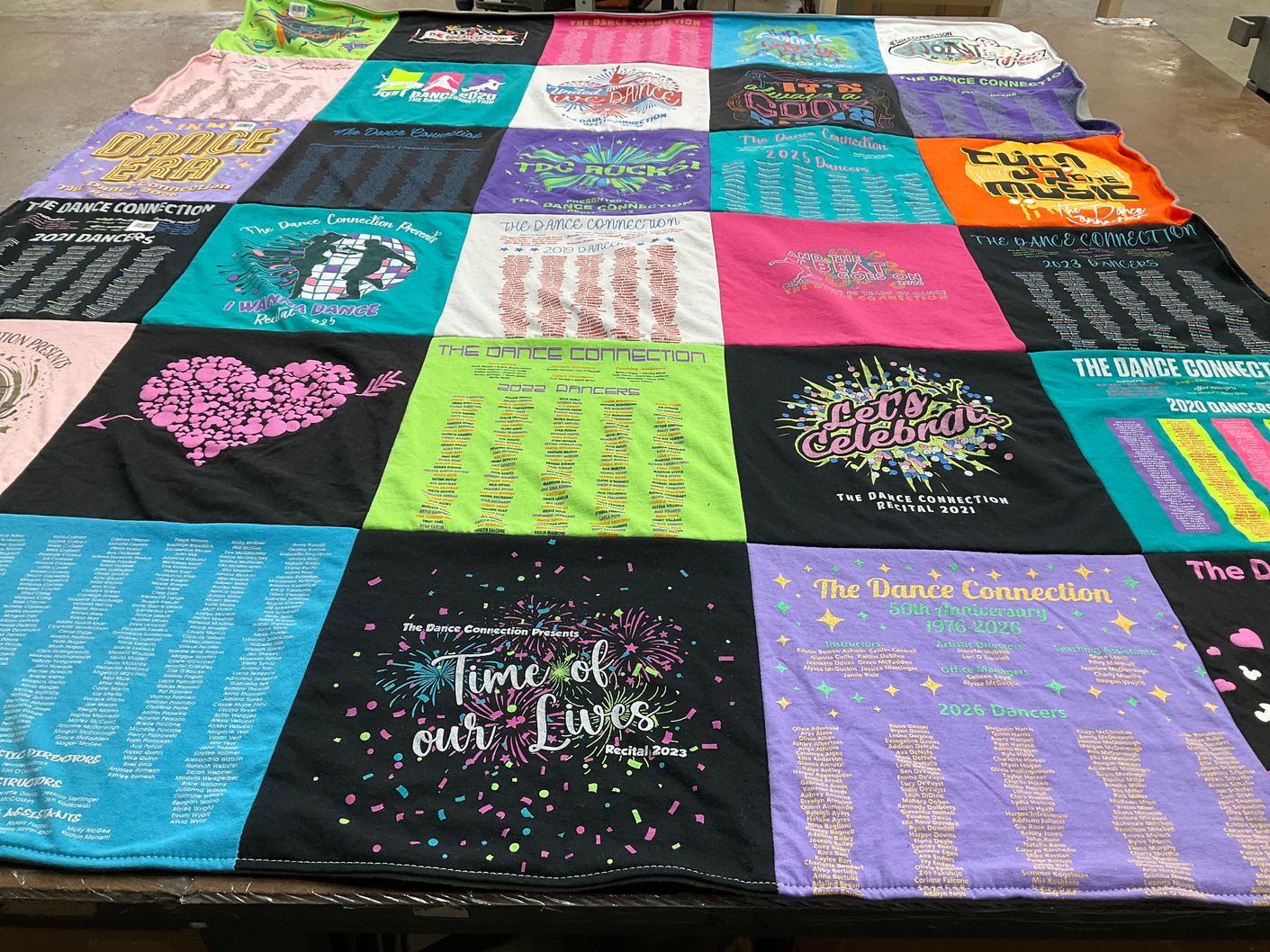 T-shirt quilt with dance themes by Krystal from NJ