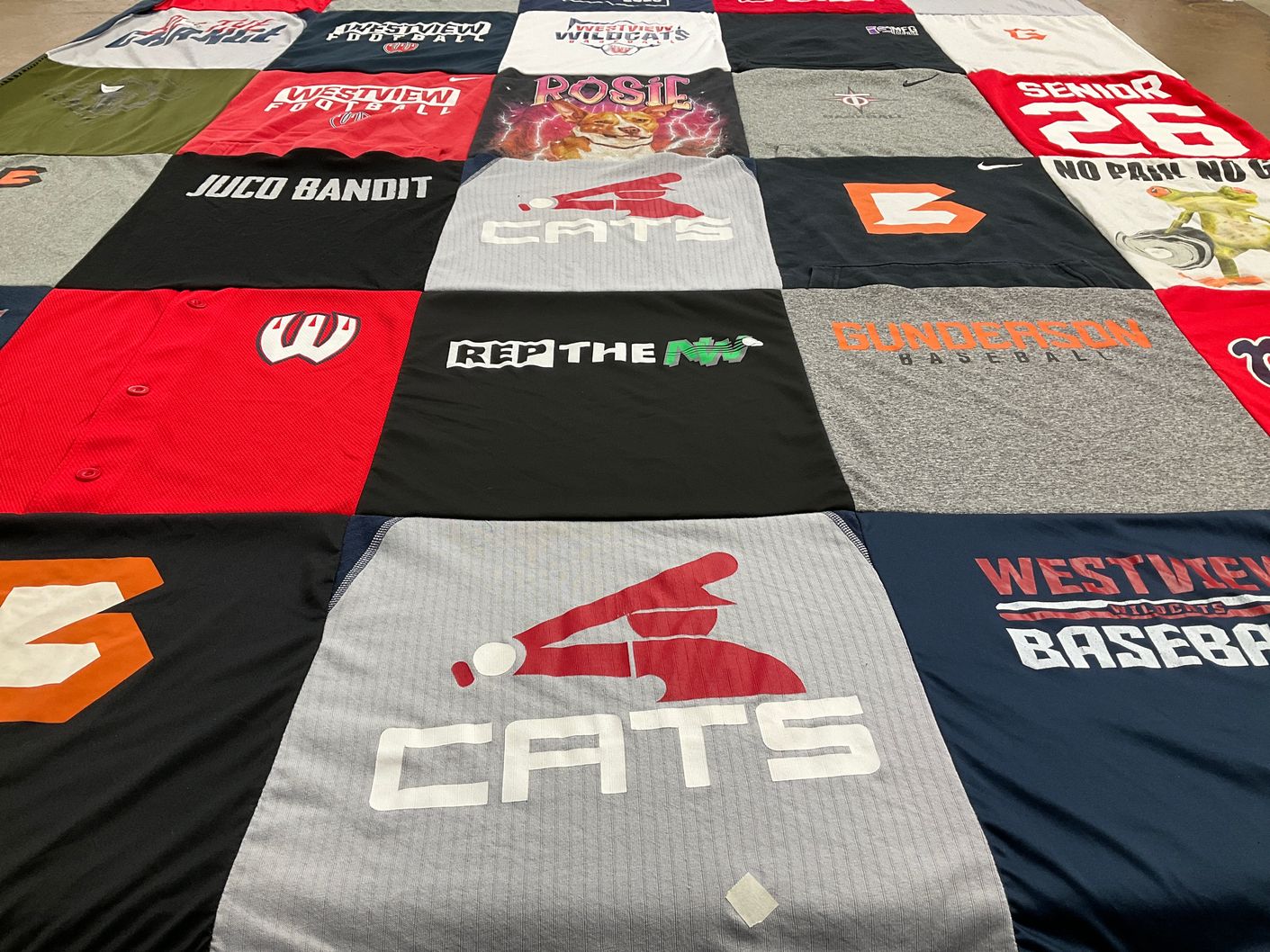T-shirt quilt featuring gunderson baseball by Deborah from OR