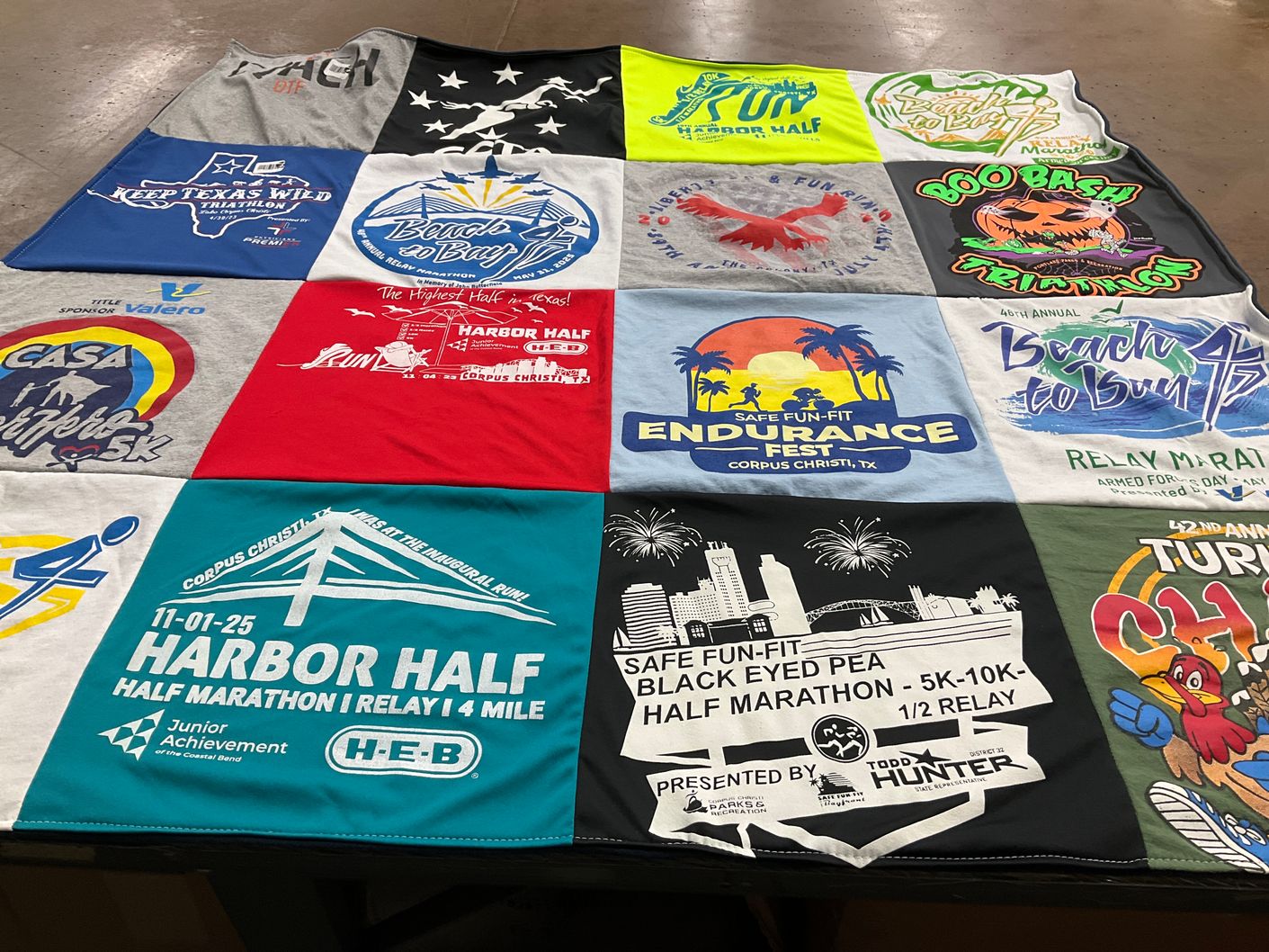 T-shirt quilt with running, marathons themes by Tim from TX