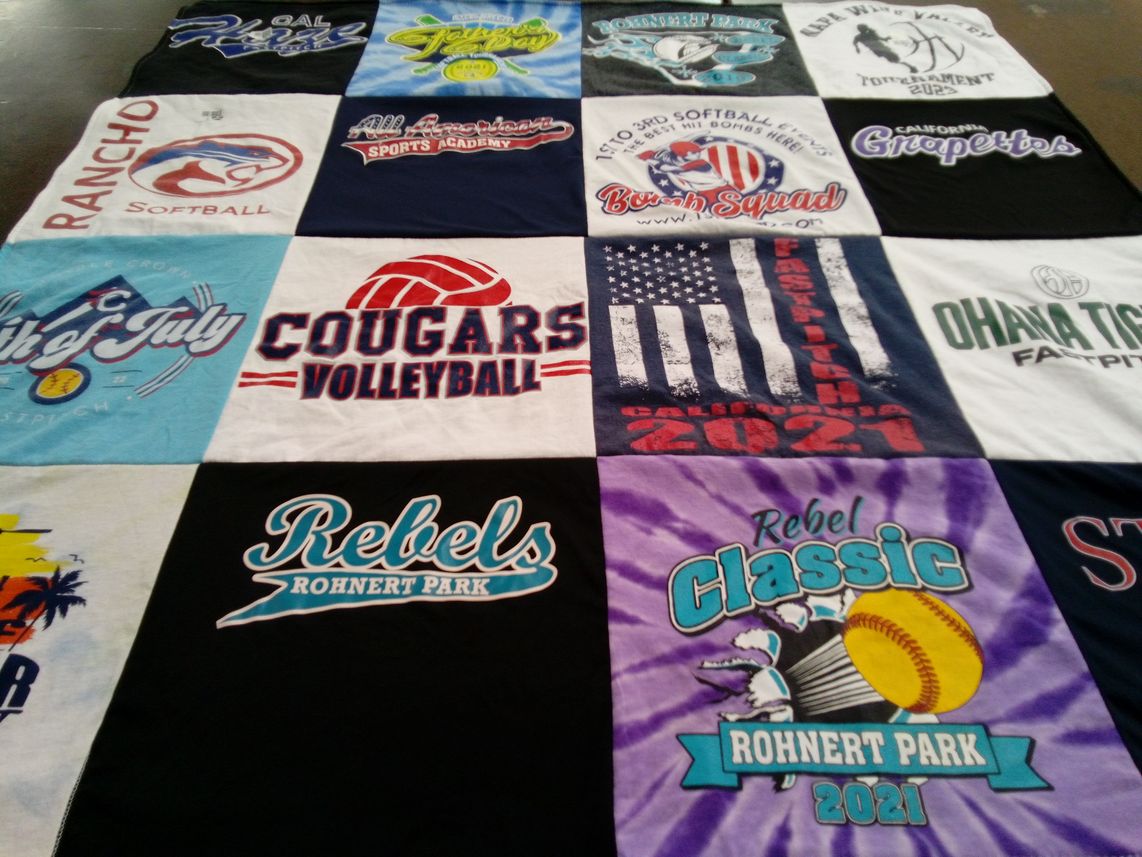 T-shirt quilt featuring cougars volleyball, rebels rohnert park by Bette from CA
