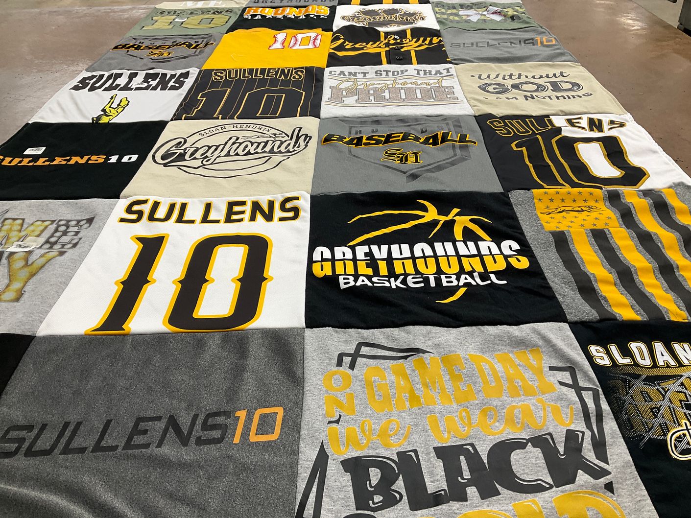 T-shirt quilt featuring greyhounds basketball by Kelli from AR