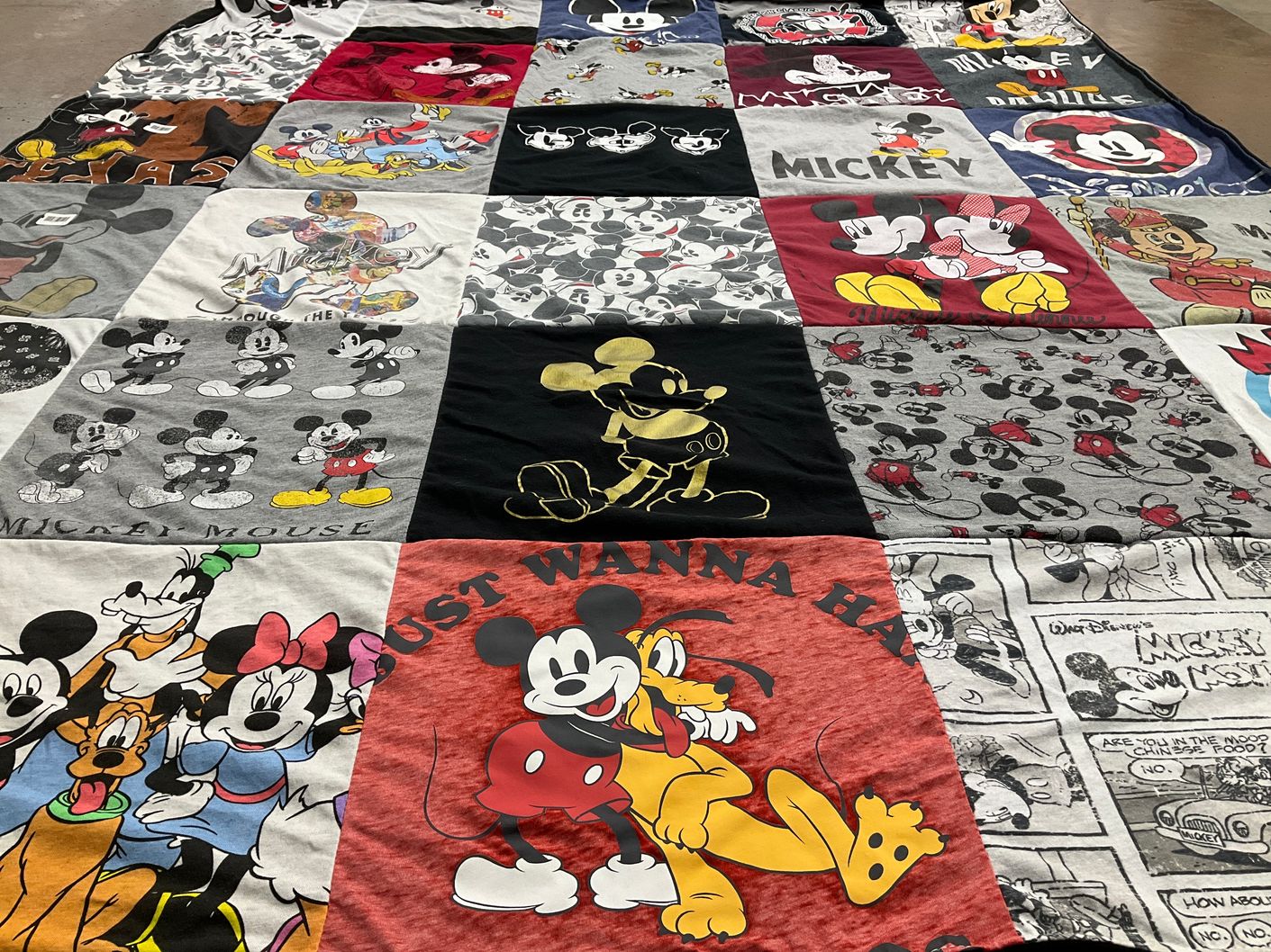 T-shirt quilt with disney, animation themes by beth from TX