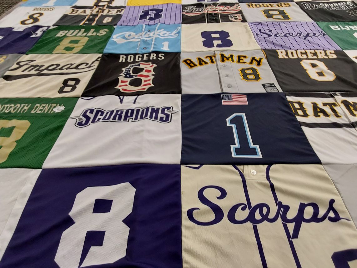 T-shirt quilt featuring scorpions, batmen by Kelli from FL