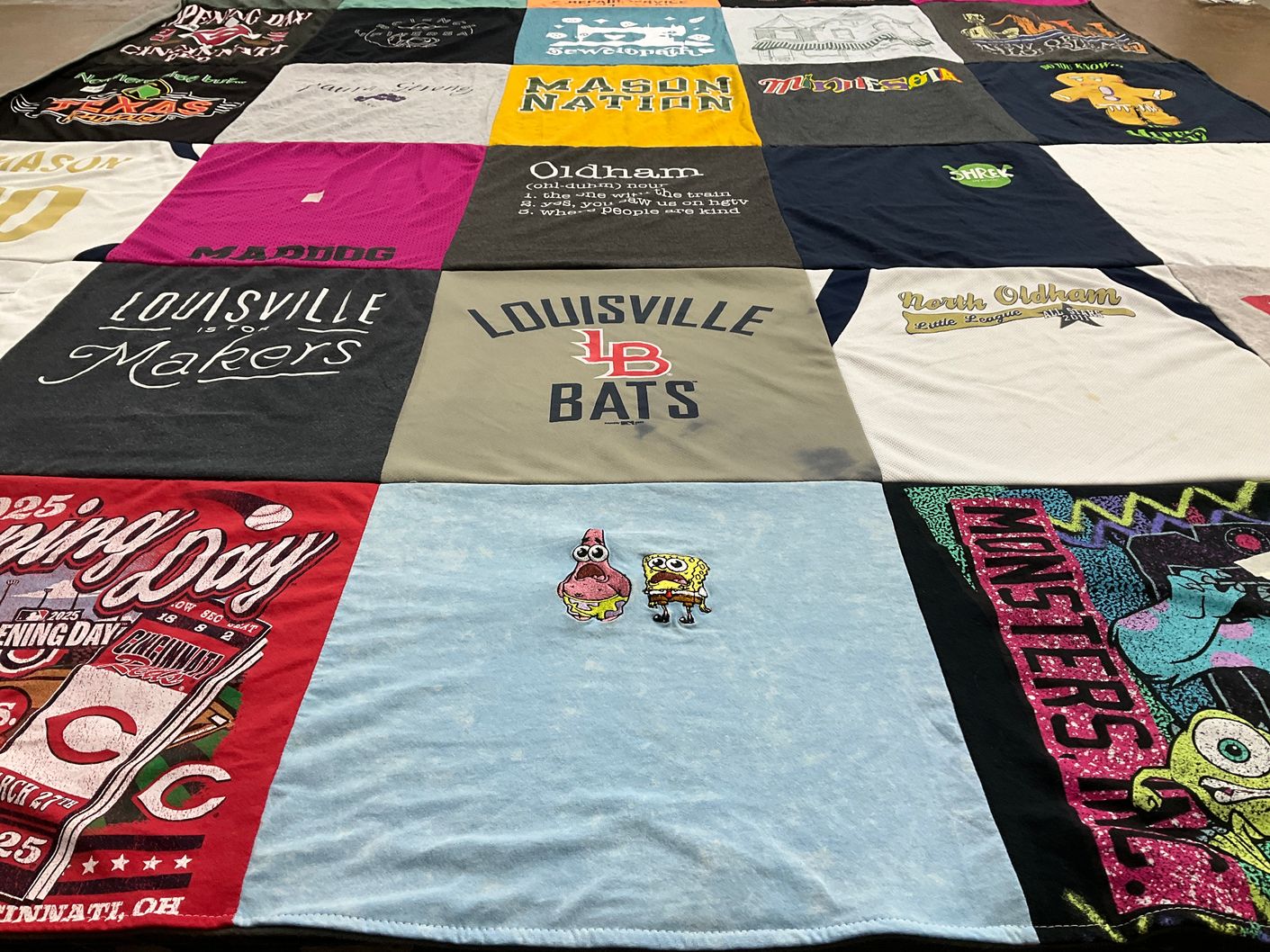 T-shirt quilt featuring louisville bats by Lisa from IN