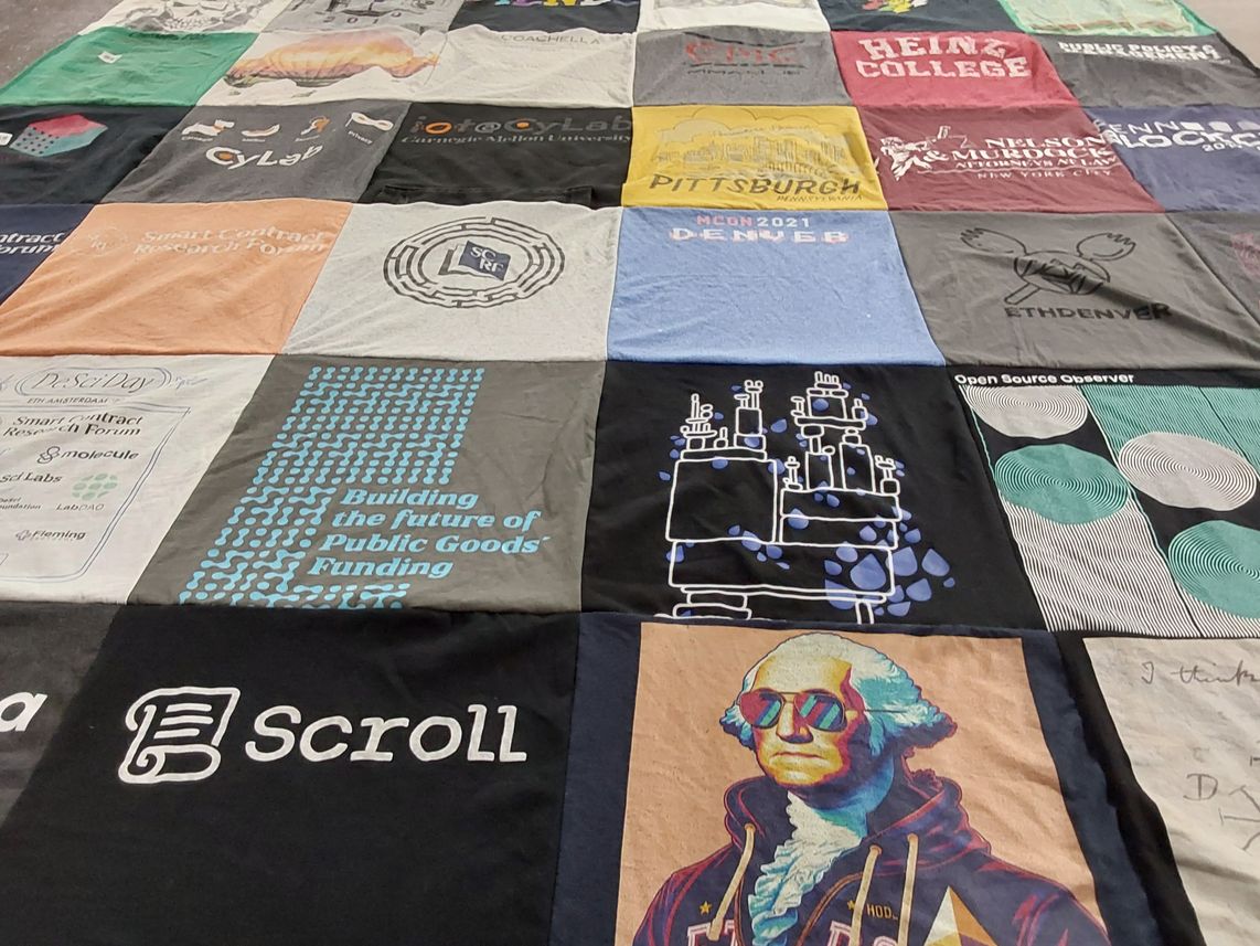 T-shirt quilt from heinz college by Eugene from NJ