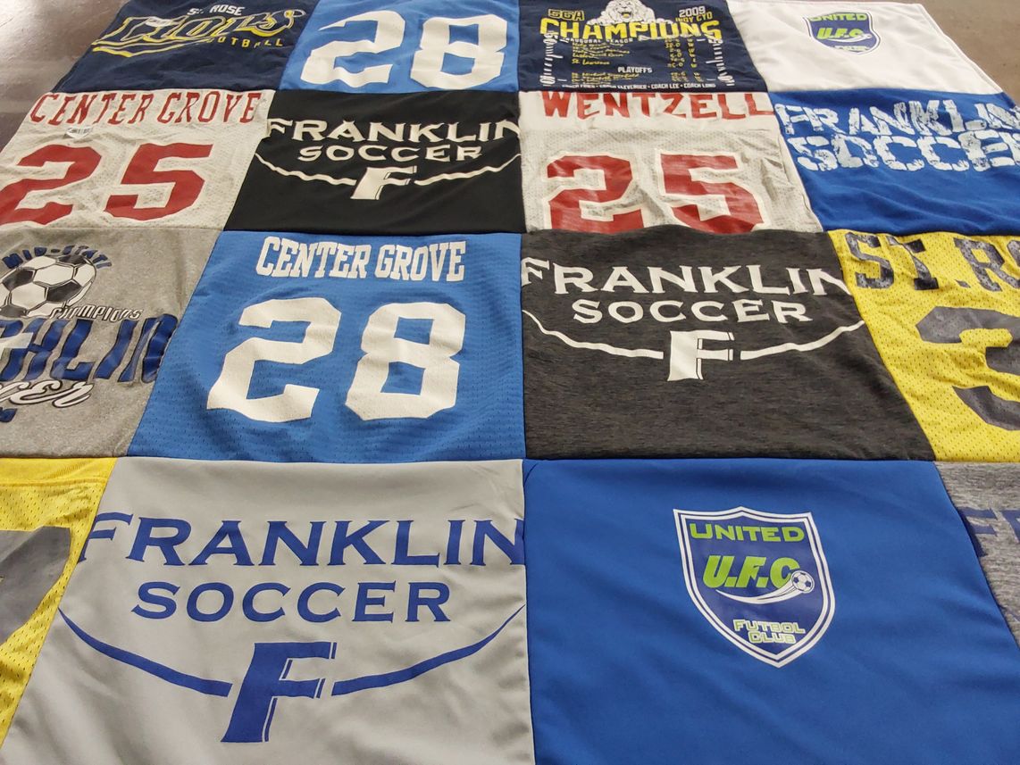 T-shirt quilt from franklin college, center grove high school by Steve from IN