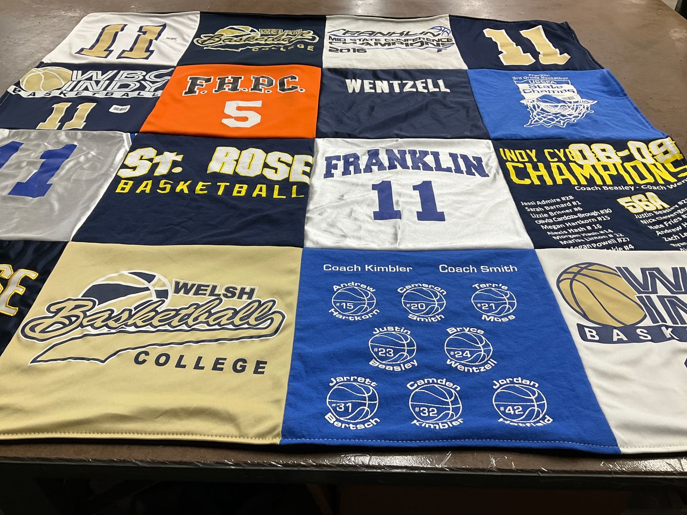 T-shirt quilt featuring st rose basketball, franklin basketball by Steve from IN