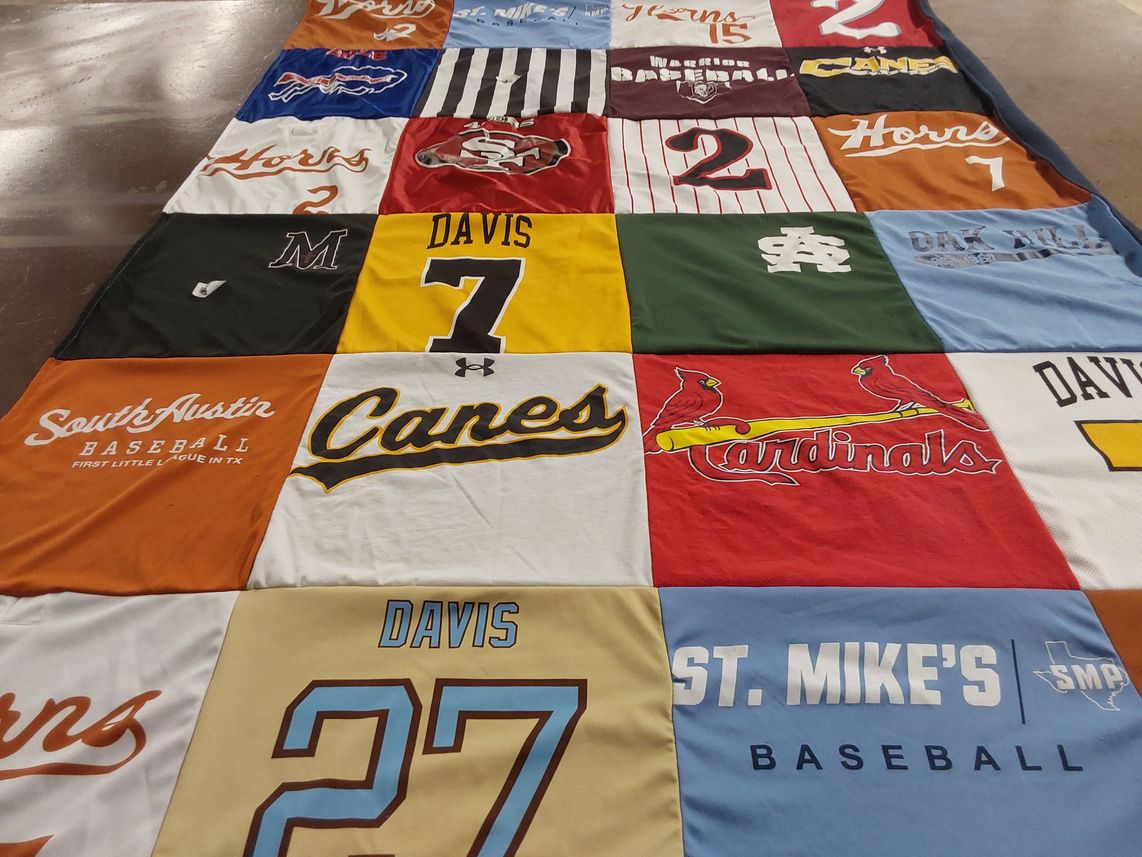 T-shirt quilt featuring st. mike's baseball, canes by Melanie from TX
