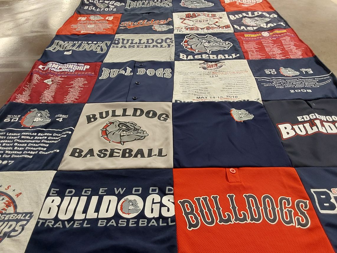 T-shirt quilt featuring edgewood bulldogs by Steve from IN