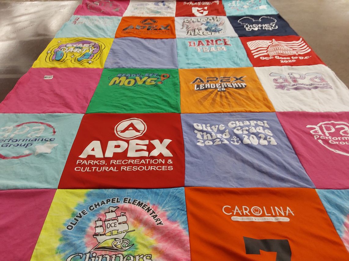 T-shirt quilt from olive chapel elementary school by Anna from NC