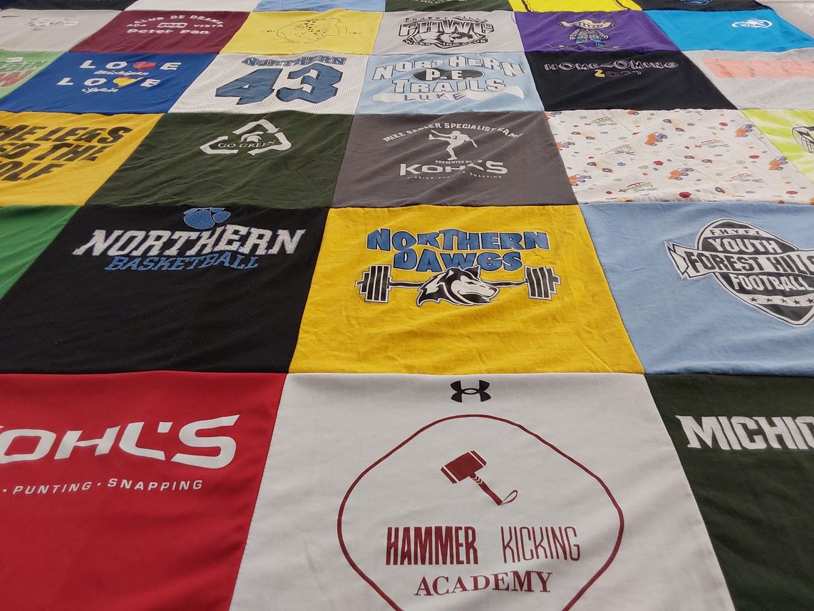 T-shirt quilt featuring northern basketball, northern dawgs by Katie from MI
