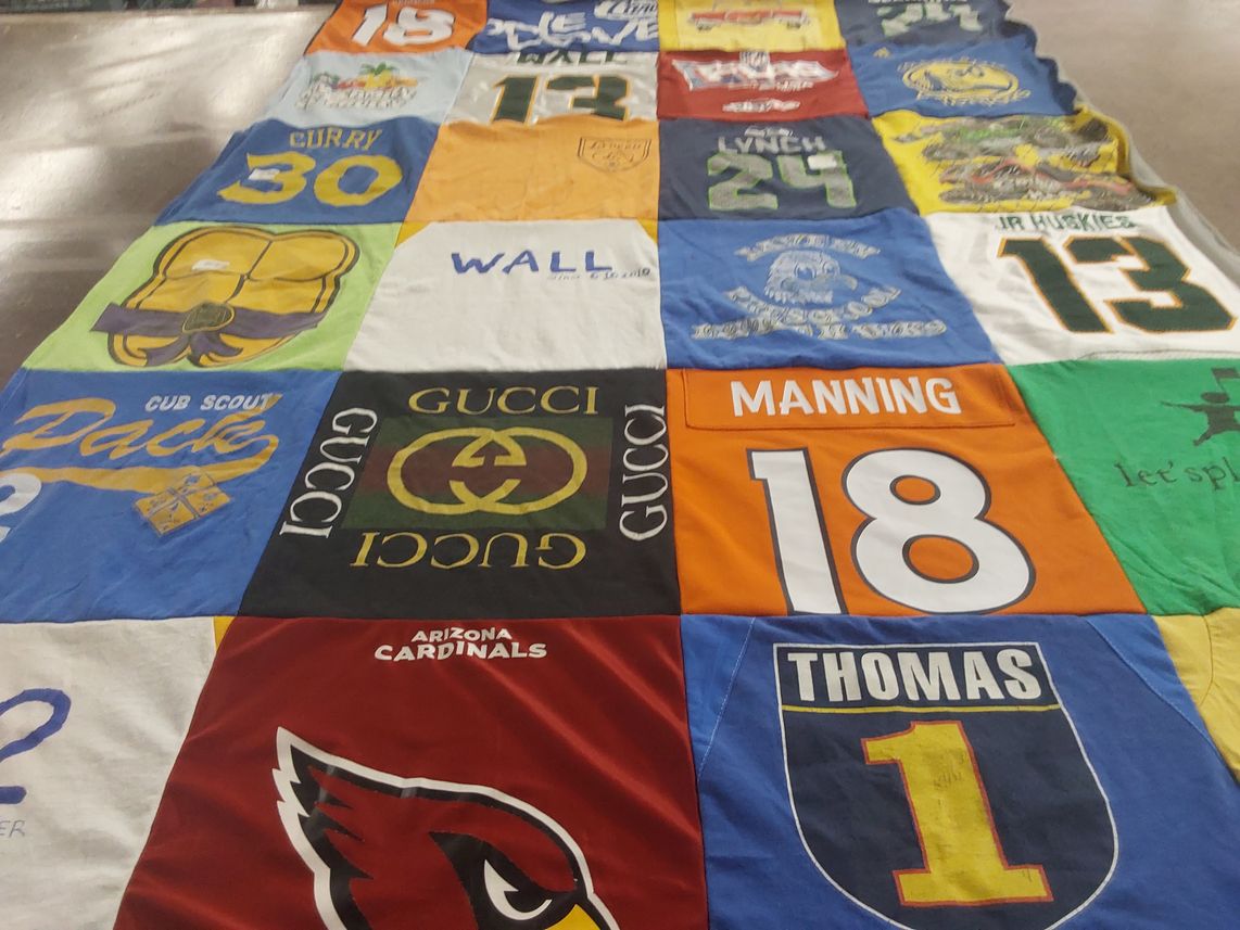 T-shirt quilt featuring arizona cardinals by Sara from AZ