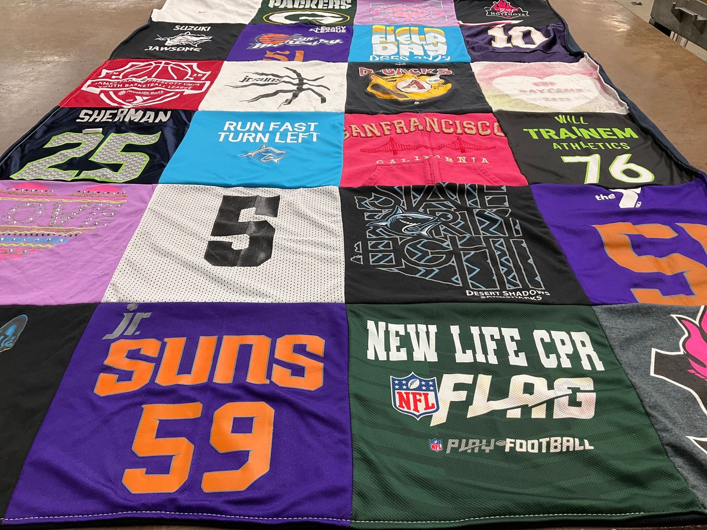 T-shirt quilt featuring jr suns by Sara from AZ