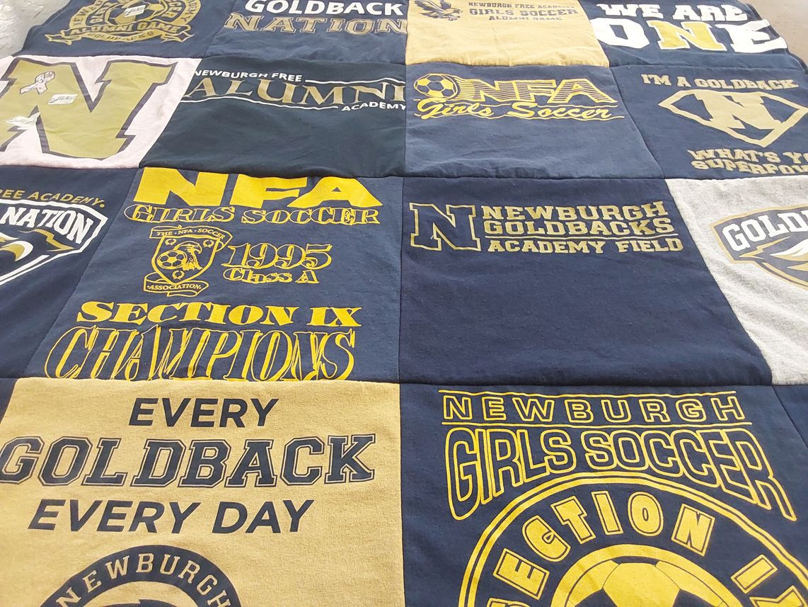 T-shirt quilt featuring newburgh goldbacks by Matteo from NY