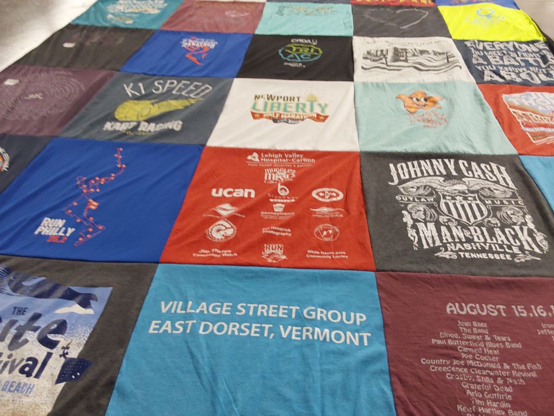 T-shirt quilt with music, kart racing themes by Stephanie from SC