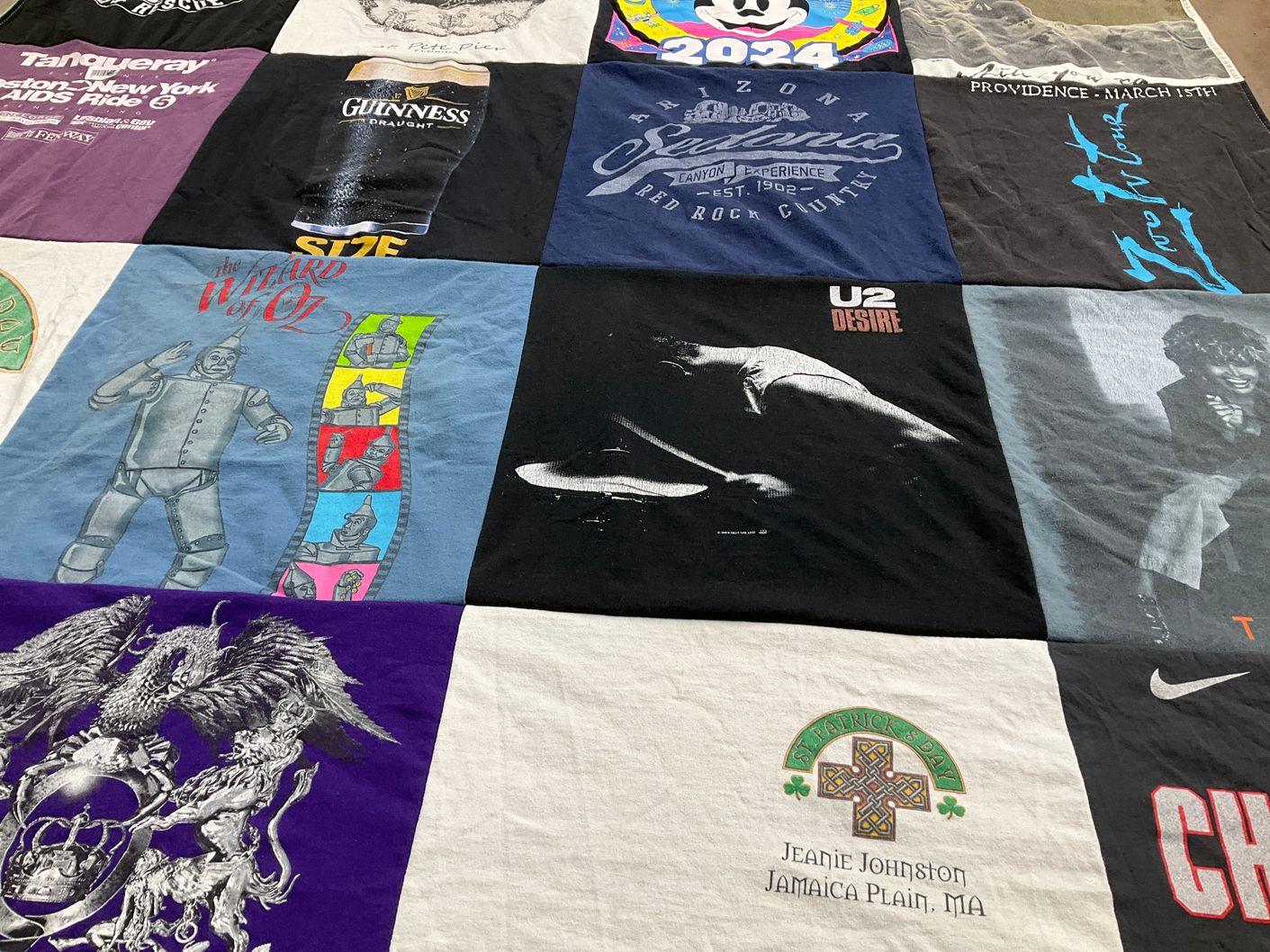 T-shirt quilt with music, theater themes by John from FL