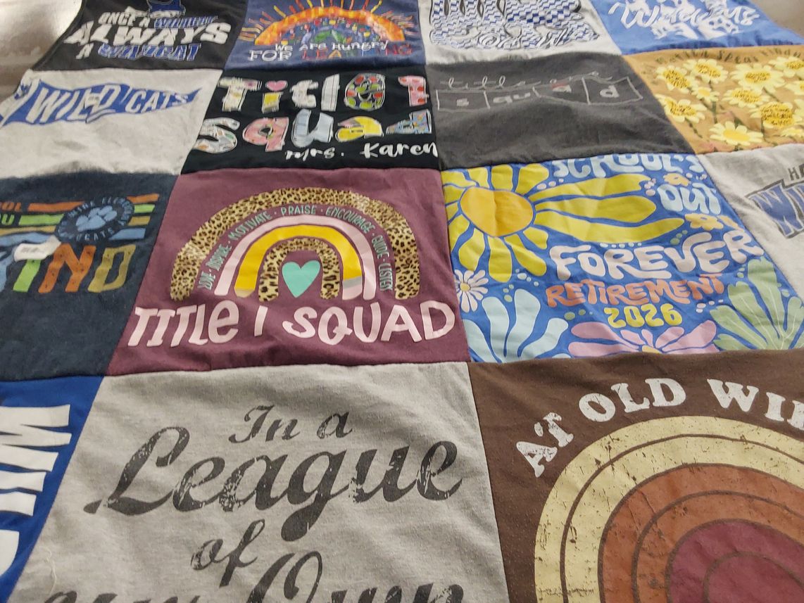 T-shirt quilt featuring wiggins wildcats by Karen from AR