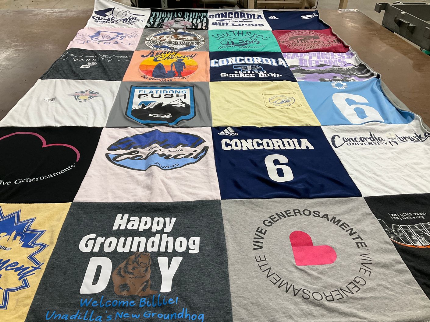 T-shirt quilt featuring concordia bulldogs by Carisa from KS