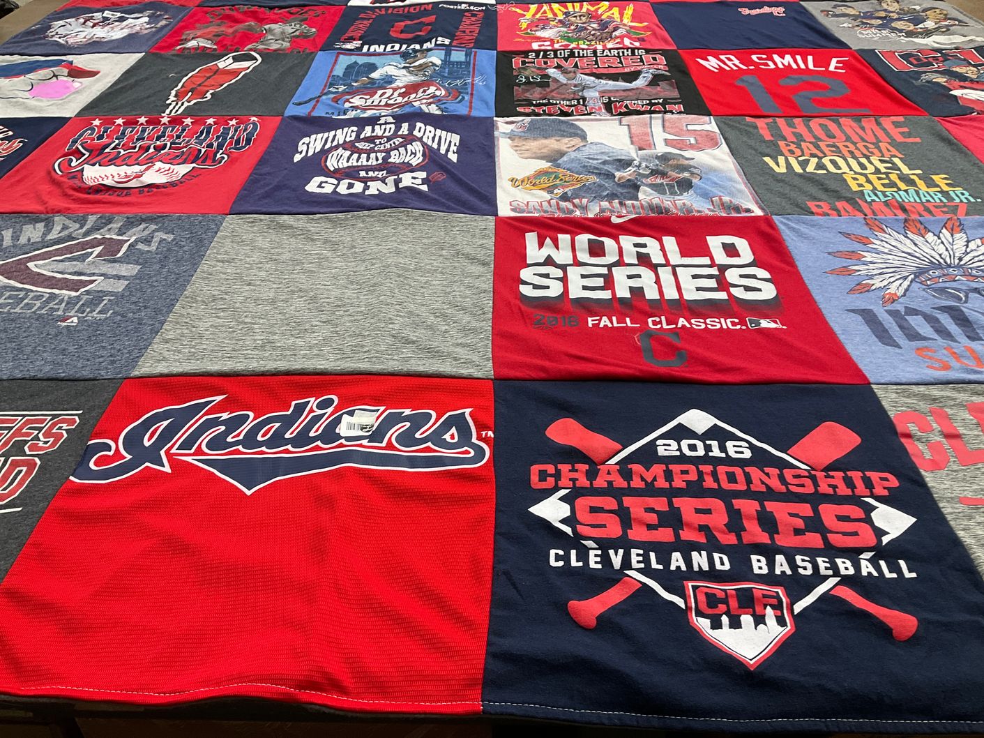 T-shirt quilt featuring cleveland indians baseball by Cindy from OH