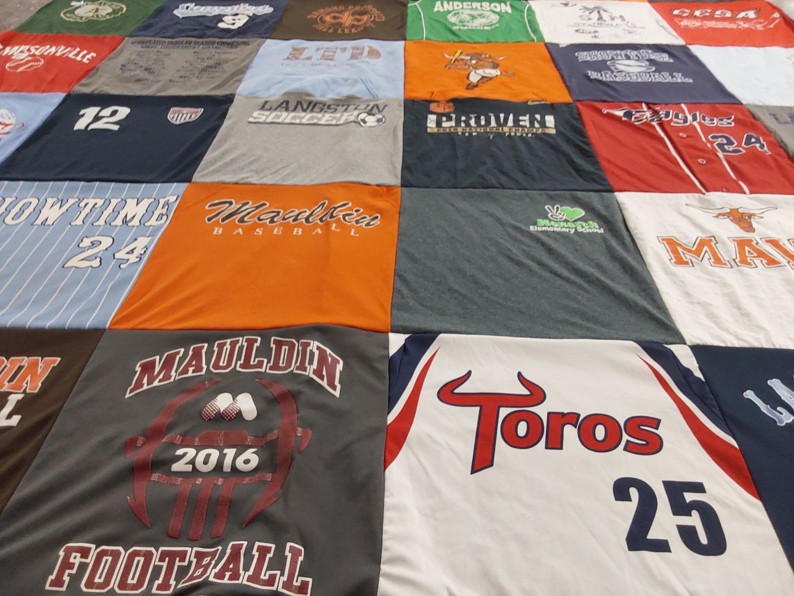 T-shirt quilt featuring mauldin football, mauldin baseball by Suzanne from SC