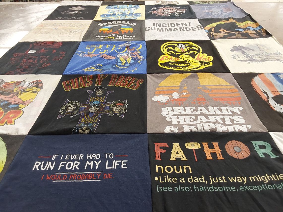 T-shirt quilt with music, humor themes by Dwayne from SC