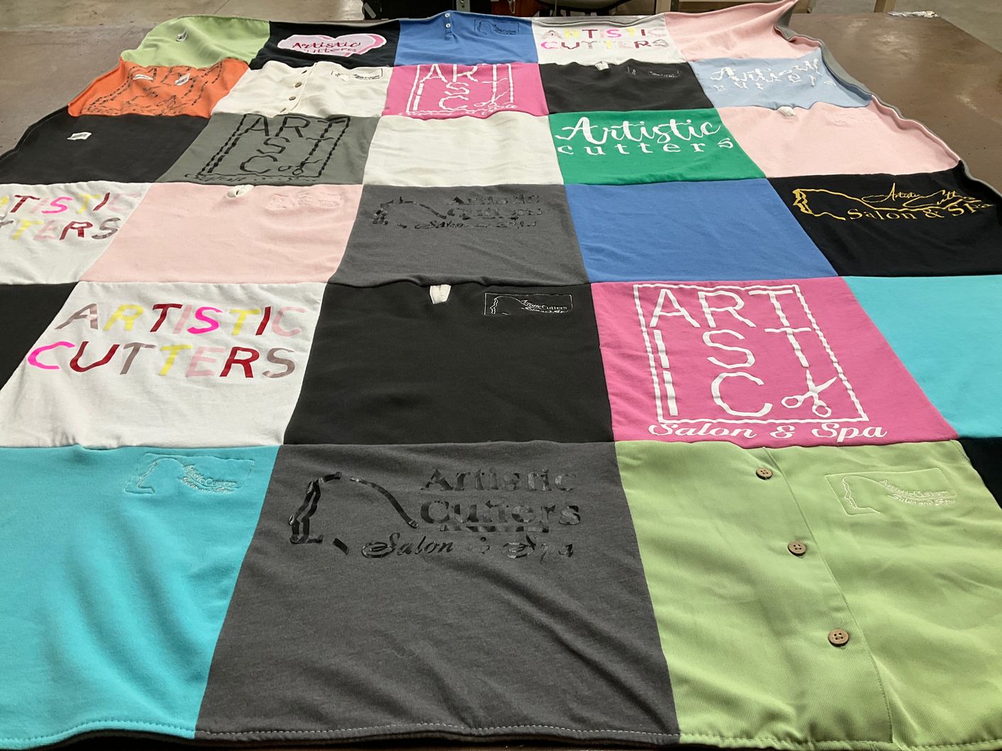 T-shirt quilt with hair, beauty themes by Rhonda from SC