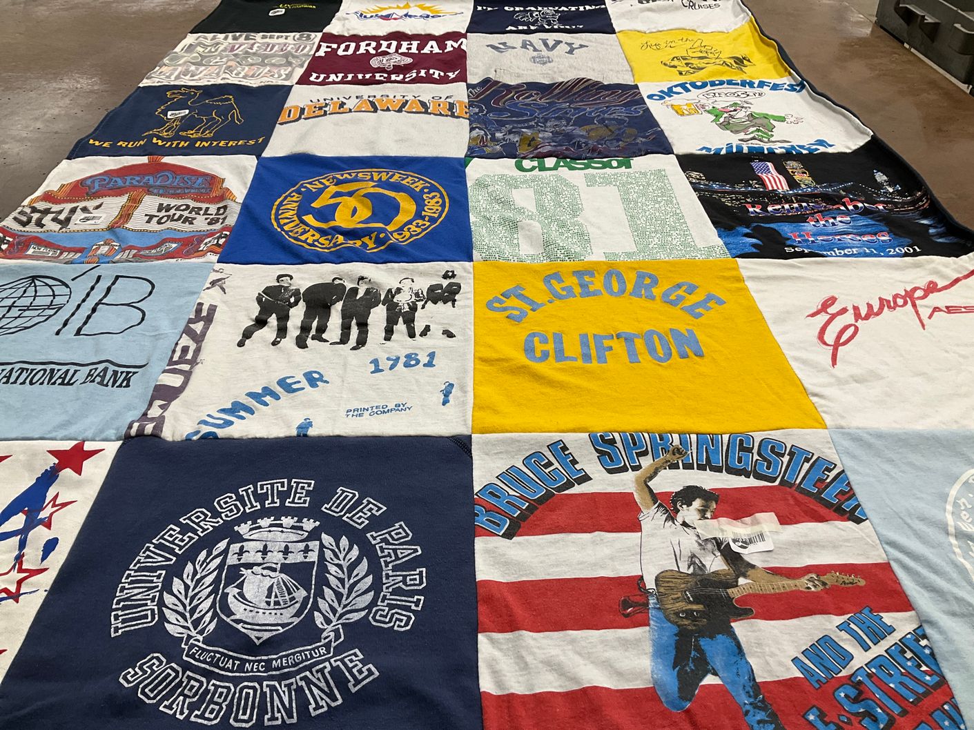 T-shirt quilt from fordham university, university of delaware by Angela from NY