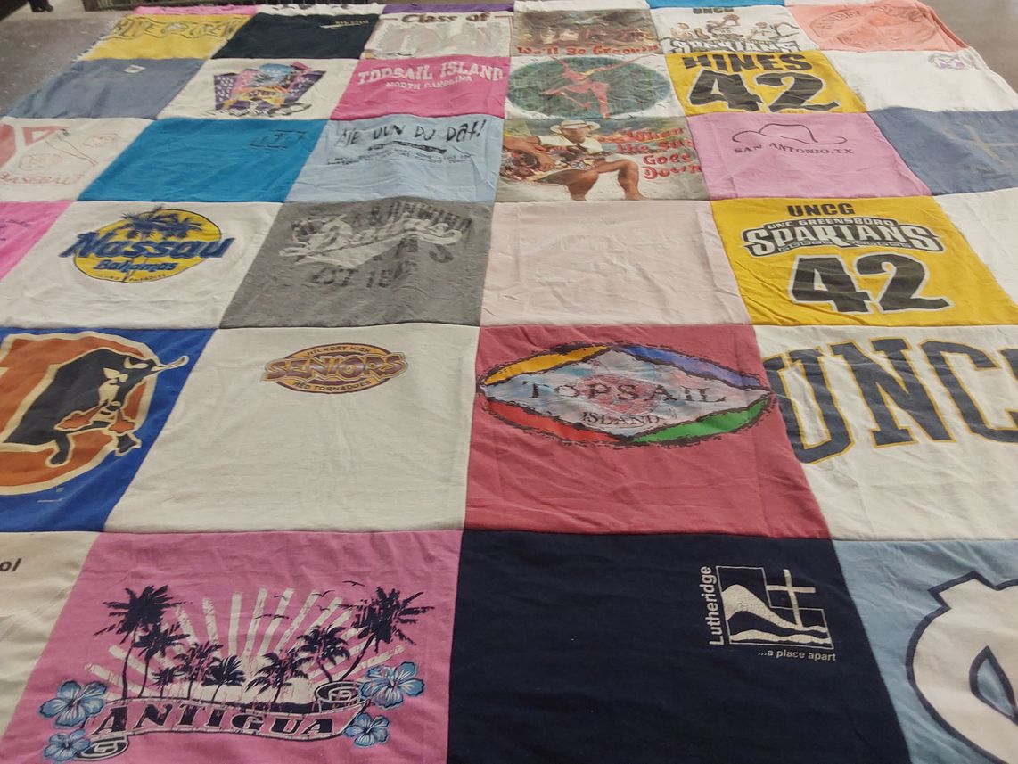 T-shirt quilt featuring uncg spartans by Hunter from NC