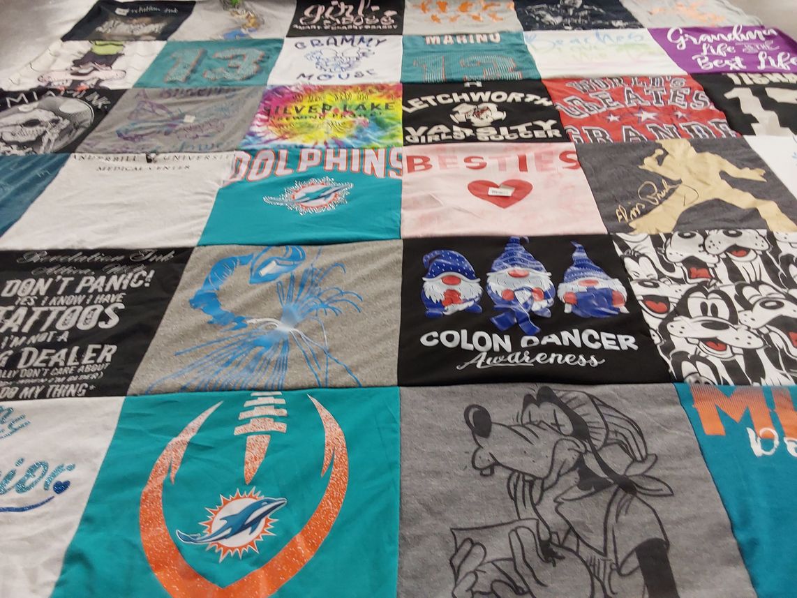 T-shirt quilt featuring miami dolphins by Heather from NC