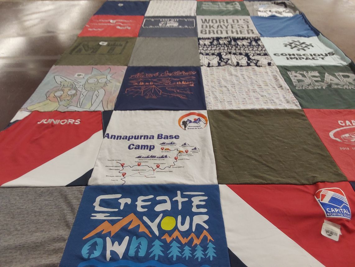 T-shirt quilt with camping, animation themes by Nazanin from DC