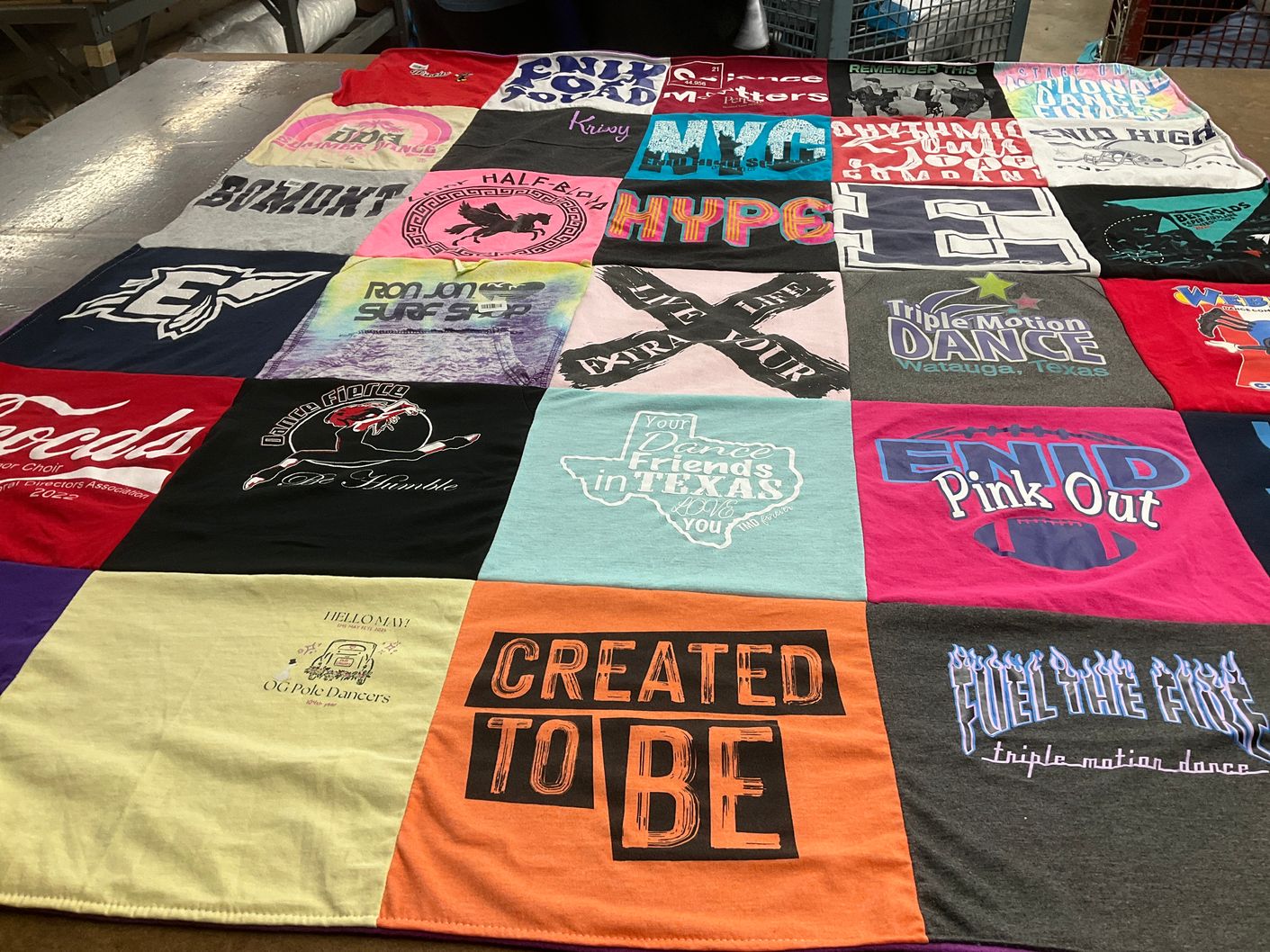 T-shirt quilt from enid high school by Maureen from OK