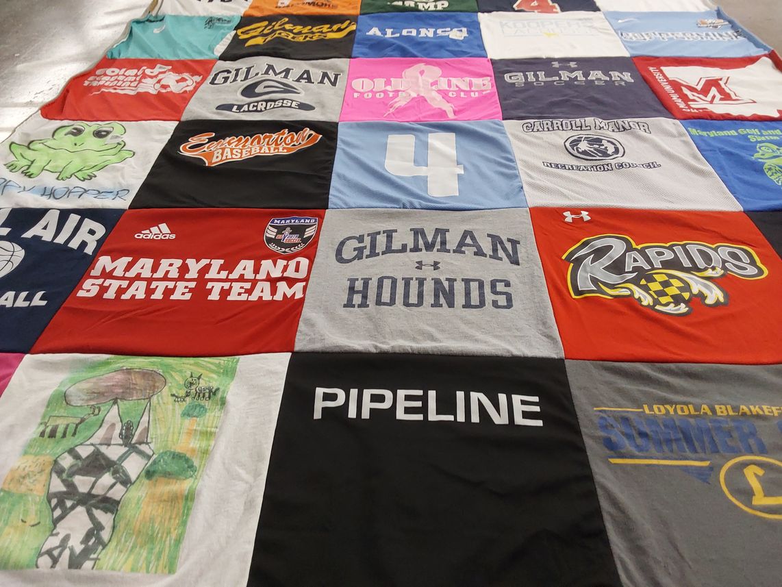 T-shirt quilt featuring gilman hounds, maryland state team by Rhonda from MD