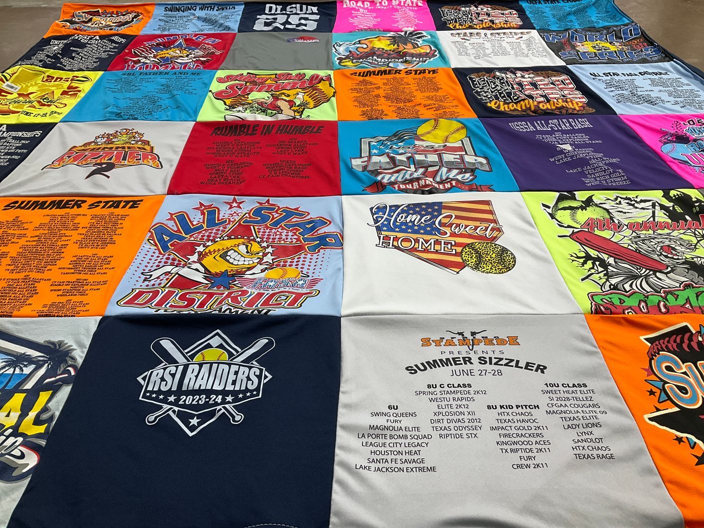 T-shirt quilt with sports, tournaments themes by Stephen from FL