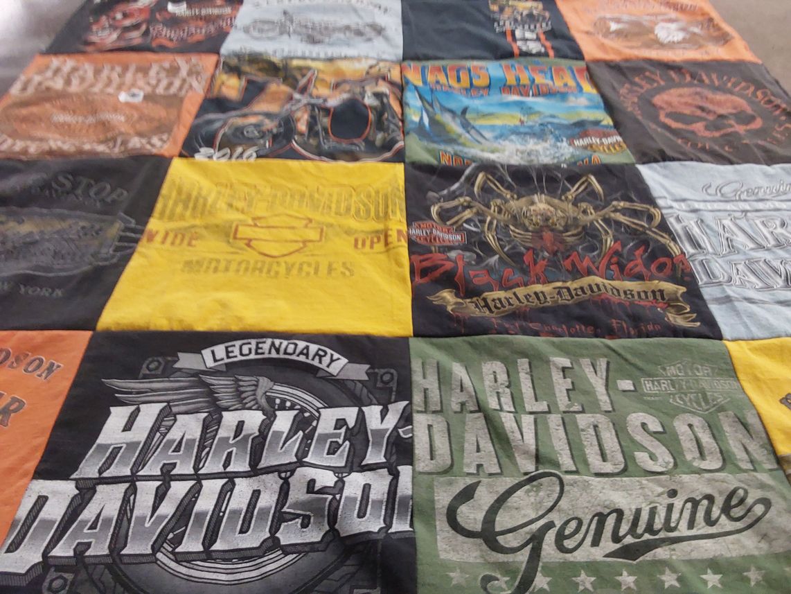 T-shirt quilt with motorcycles themes by Kathi from NY