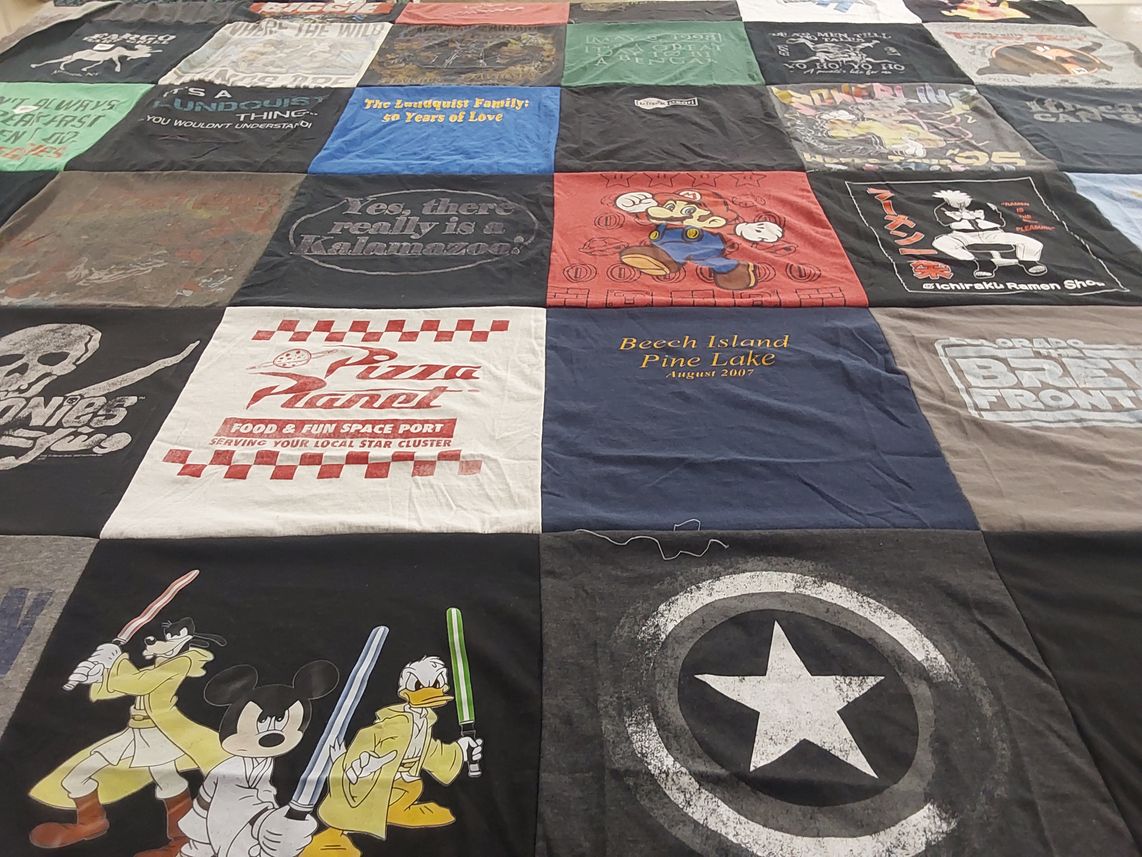 T-shirt quilt with disney, animation themes by Anne from CO