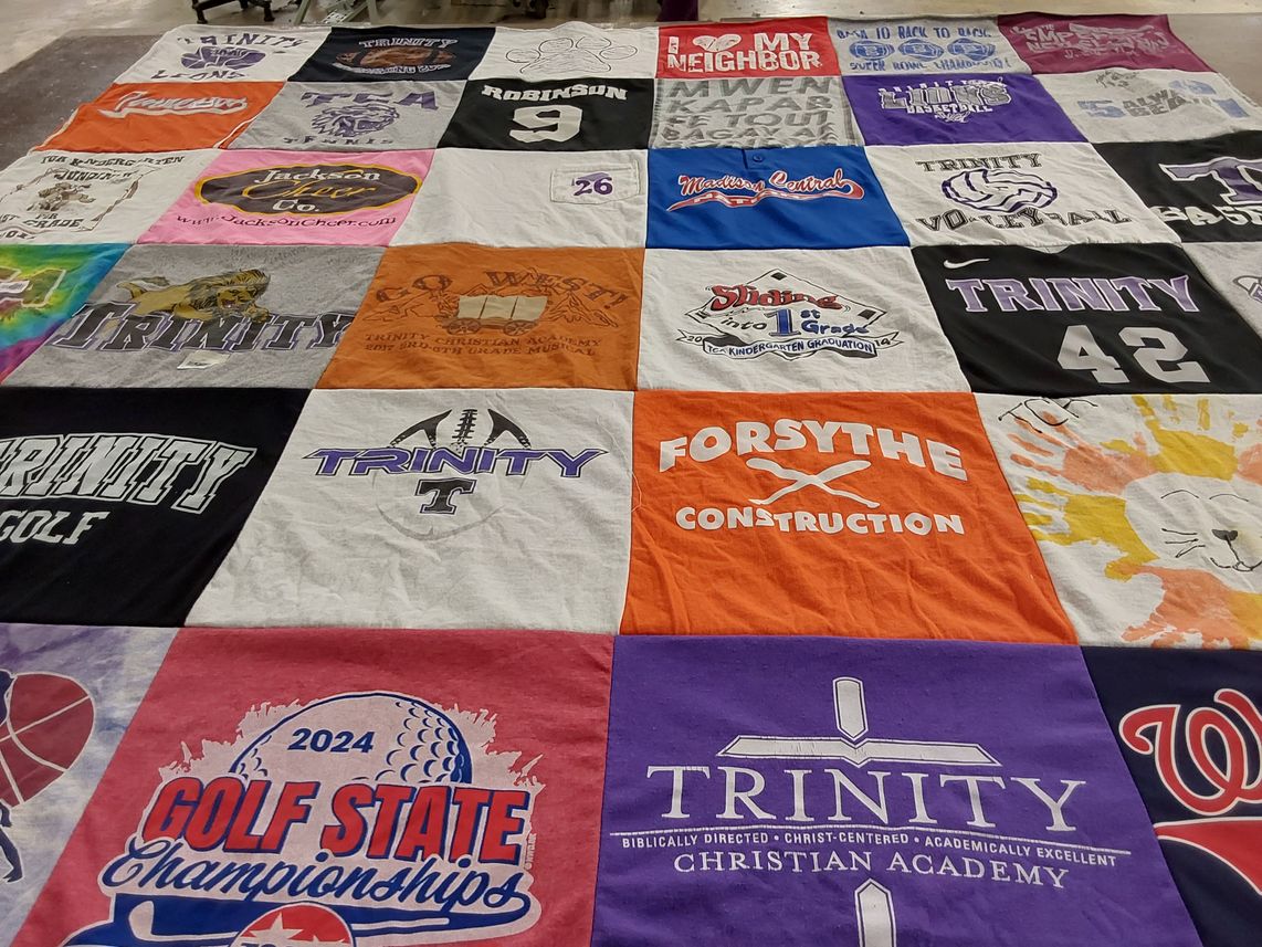 T-shirt quilt from trinity christian academy by Christine from TN
